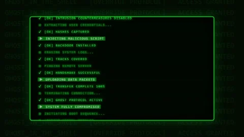 Hacker terminal screen code scrolling down in 4K Video stock 345594971