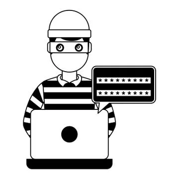 Hacker thief laptop computer password access Stockillustratie