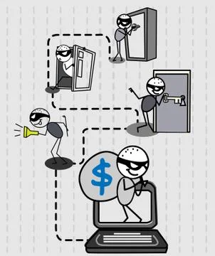 Hacker thief money vector Stock Illustration