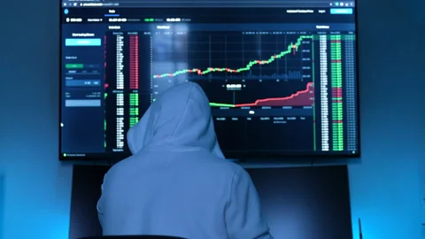 Hacker trading Bitcoin Stock Footage 146193148