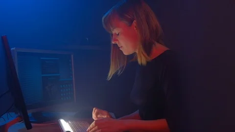 Hacker tries to enter the system using codes to find out the security password. Video stock 90073582