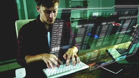 A Hacker Trying to Breached the Computer Password Security Stock Footage 82618269