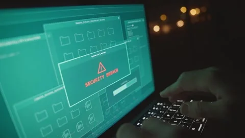 Hacker trying to break into government or personal computer server security Stock Footage 332445269
