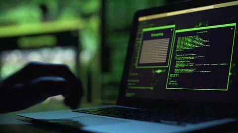 Hacker trying to pick password, server protection blocking access to information Video stock 84116283