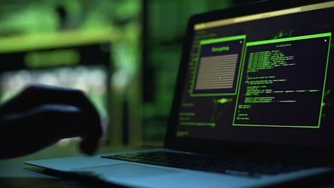 Hacker trying to pick password, server protection blocking access to information Video stock 84117591