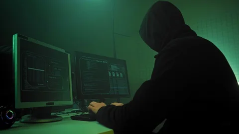 Hacker trying to pick password, server protection blocking access to information Video stock 111287406