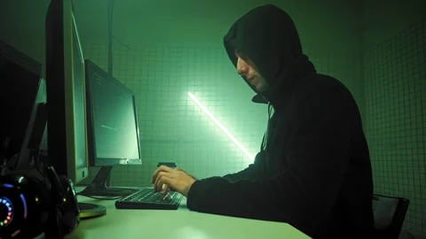 Hacker trying to pick password, server protection blocking access to information Video stock 114509333