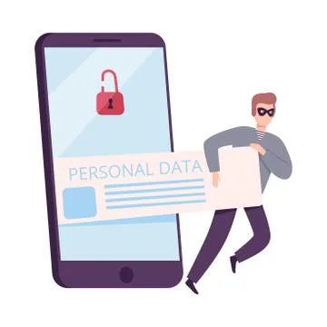 Hacker Trying to Steal Private Data from Computer, Cyber Security, Hacking and Stock Illustration
