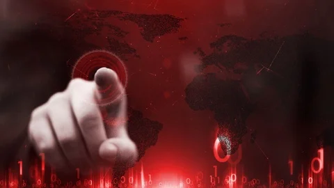 Hacker typing on artistic hologram screen Stock Footage 105467359