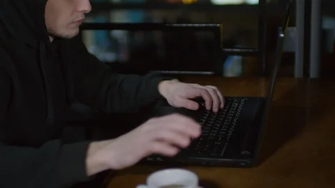 Hacker Typing Code and Drinking Tea 스톡 동영상 105289343