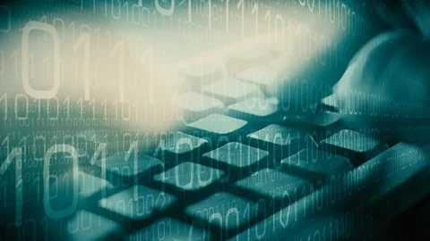 Hacker typing on computer keyboard virus code, cyber attack plan Stock Footage 88040184