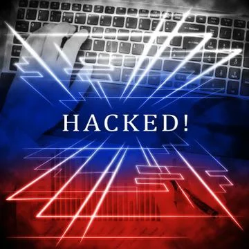 Hacker Typing Hacked Data Alert 3d Illustration 스톡 일러스트