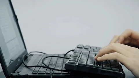 Hacker Typing on Keyboard Stock Footage 78969346