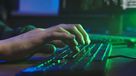 The hacker is typing on the keyboard Stock-Footage 179511486