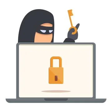 Hacker unlock icon cartoon vector. Cyber attack Illustrazione stock