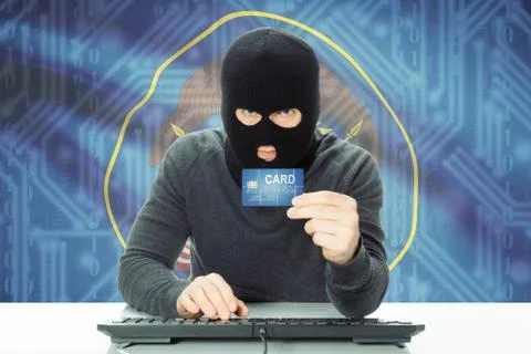 Hacker with US state flag on background - Utah Stock Photos