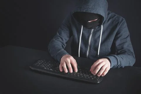 Hacker using computer keyboard. Hacking system 库存照片