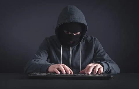 Hacker using computer keyboard. Hacking system 스톡 사진