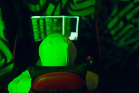 Hacker using computer malware software and hacking binary code digital interface Stock Photos