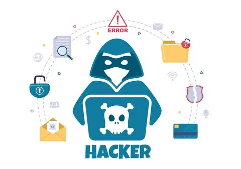 Hacker Using Computer Server to Activity Hacked Database, Network Storage, So イラスト素材