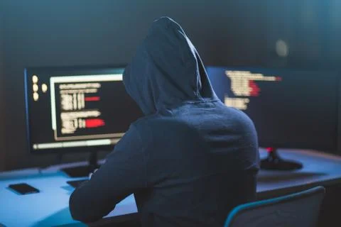 Hacker using computer virus for cyber attack 写真素材