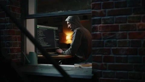 Hacker Using Computer Virus Program Stock Footage 197421427