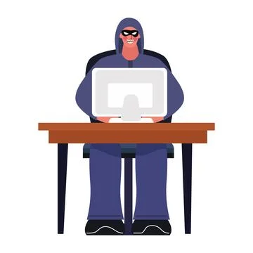Hacker using desktop computer Stock Illustration