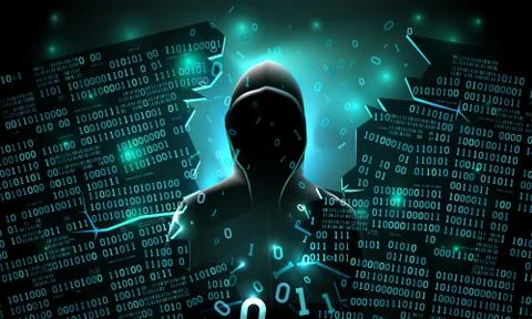 Hacker using the Internet hacked abstract computer server, database, network Stock Illustration