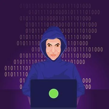 Hacker using the internet hacked computer server Illustrazione stock