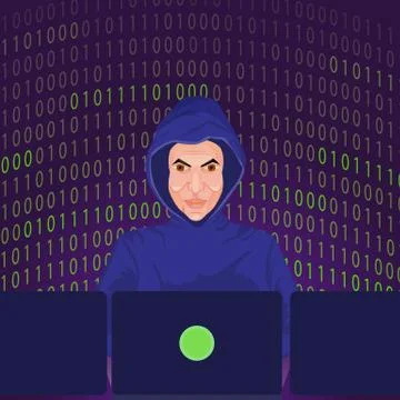 Hacker using the internet hacked computer server Stock Illustration