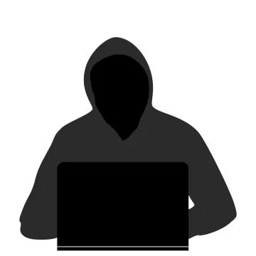 Hacker using the Internet, social network account, theft of data. Darknet Vector Stock Illustration