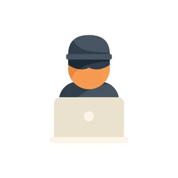 Hacker using laptop committing cyber crime stealing information Stock Illustration