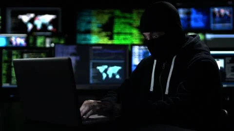 Hacker using laptop Video stock 200153151