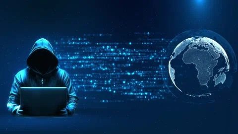 Hacker Using Laptop Global Network Data Background digital data and global netwo Stock Footage 341907003