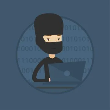Hacker using laptop to steal information Stock Illustration