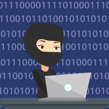 Hacker using laptop to steal information Stock Illustration