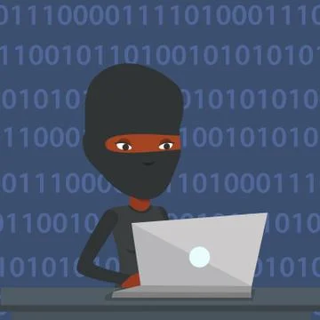 Hacker using laptop to steal information Stock Illustration
