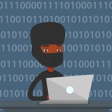 Hacker using laptop to steal information Stock Illustration