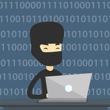 Hacker using laptop to steal information Stock Illustration