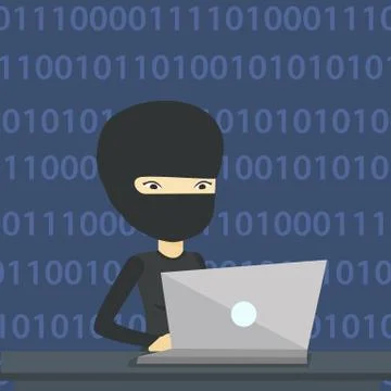 Hacker using laptop to steal information Stock Illustration
