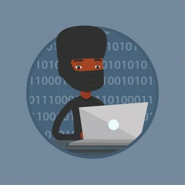 Hacker using laptop to steal information Stock Illustration