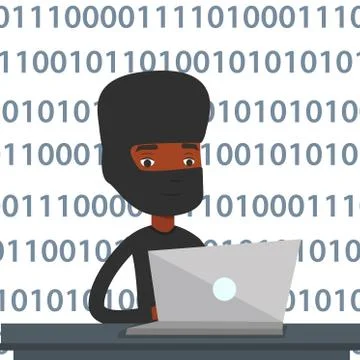 Hacker using laptop to steal information イラスト素材