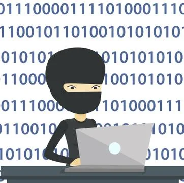 Hacker using laptop to steal information Stock Illustration