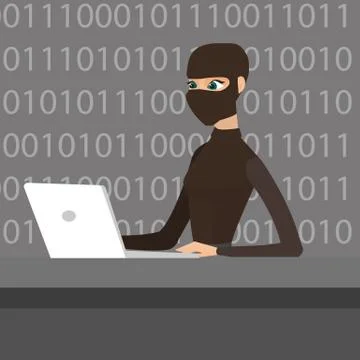 Hacker using laptop to steal information. Stock Illustration