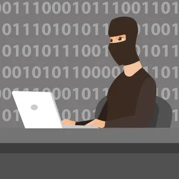 Hacker using laptop to steal information. Stock Illustration
