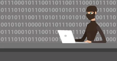 Hacker using laptop to steal information. Stockillustratie