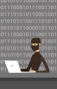 Hacker using laptop to steal information. Stockillustratie