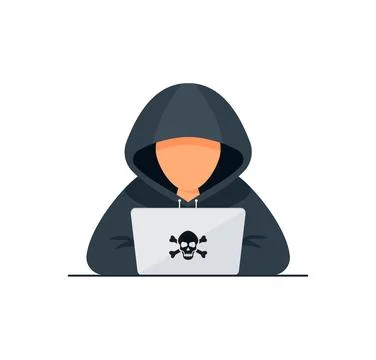 Hacker vector concept: Unknown man stealing data from the email while using l Stock Illustration