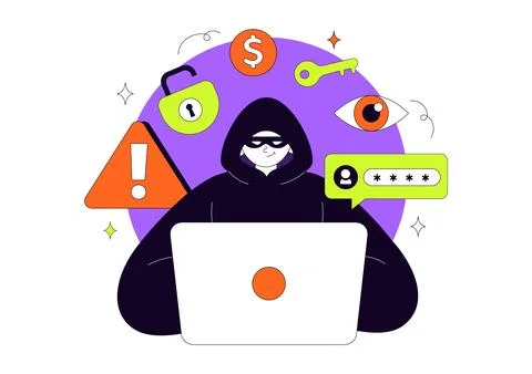 Hacker Vector Illustration Featuring Cyber Security Threat, Data Breach, On.. Stock-Illustration