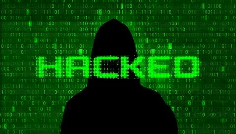 Hacker vector illustration. Hacking of server, database, theft of data Stock Illustration